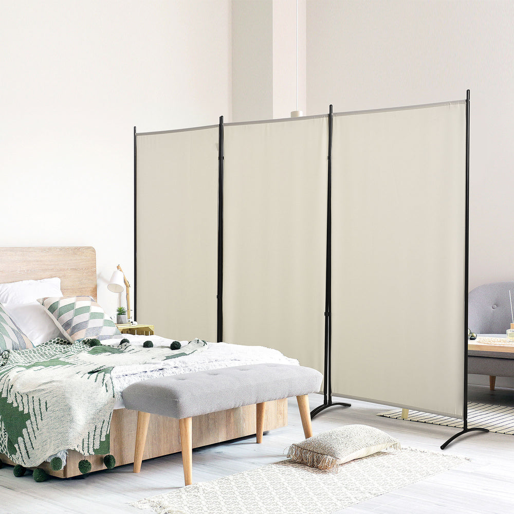 3-panel folding partition wall with double hinges, beige