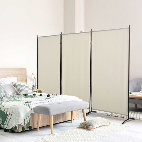 3-panel folding partition wall with double hinges, beige