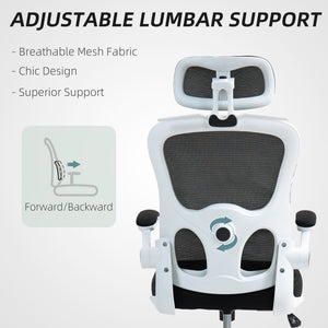 Ergonomic Mesh Office Chair with Flip-up Armrests, Swivel Headrest and Adjustable Lumbar Support, Black