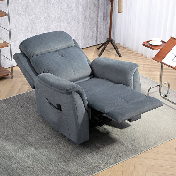 Recliner Chair with Vibration Massage and Side Pockets, Dark Gray