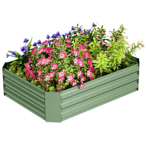 Galvanized metal raised planter, dark green