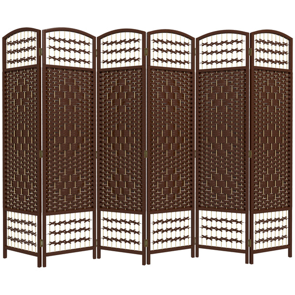 6-Panel Corrugated Fiber Folding Room Divider, Brown