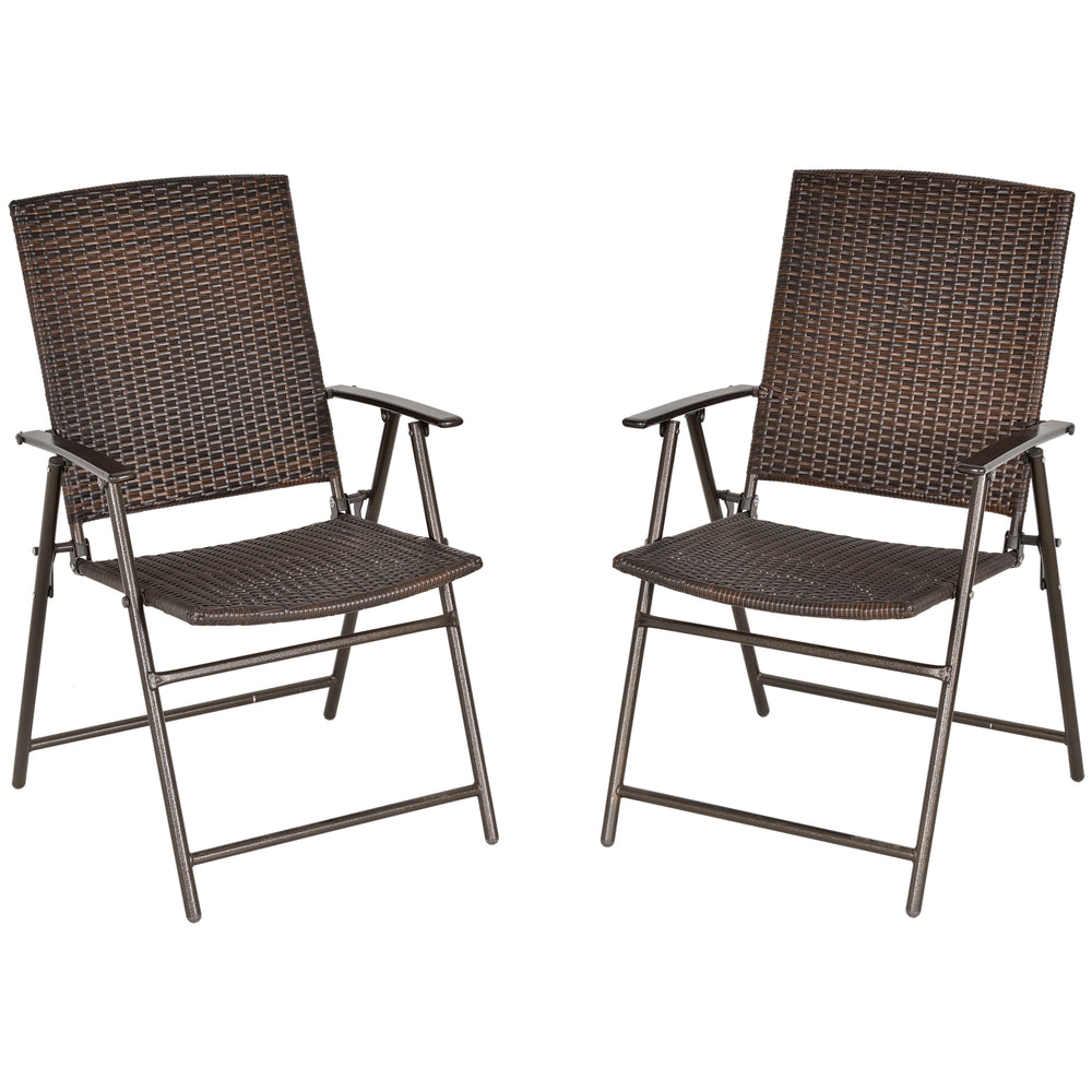 Set of 2 garden chairs in brown woven resin