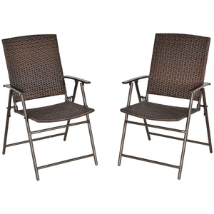 Set of 2 garden chairs in brown woven resin