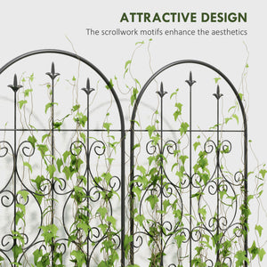 Set of 2 metal garden trellises, black