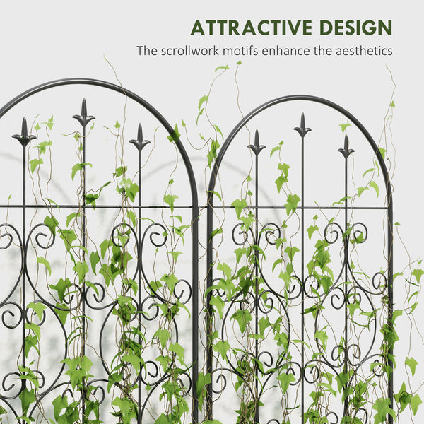 Set of 2 metal garden trellises, black