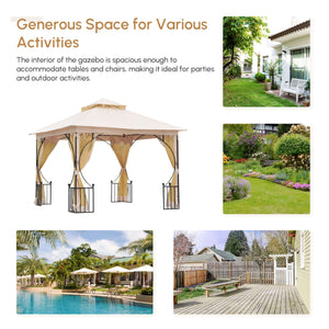 10 x 10 gazebo with mosquito nets, beige