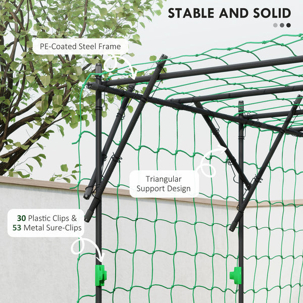 Garden arch with support net, black