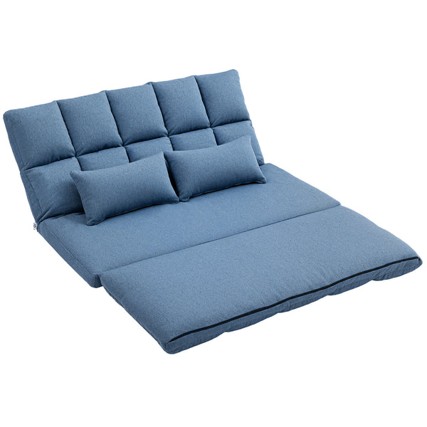 2-seater folding sofa bed with 9-position backrest and 2 cushions Light blue