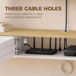 63" Floating Wall-Mounted TV Stand with Storage and Charging Station, White