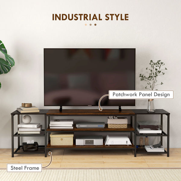 TV stand for TVs up to 80 inches with storage shelf and steel frame
