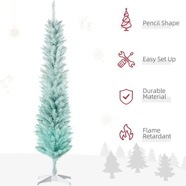 6ft Slim Artificial Christmas Tree Light Blue