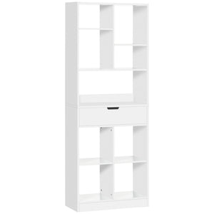 Tall bookcase with drawer, white
