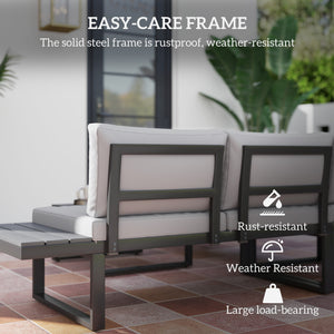 4-piece garden furniture set, 5-position reclining corner sofa, grey