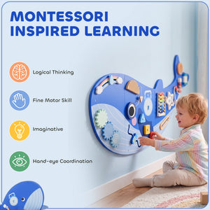 13-in-1 Whale Wall Activity Panel, Blue