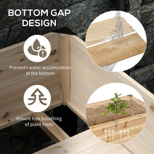 Raised wooden planter with metal legs