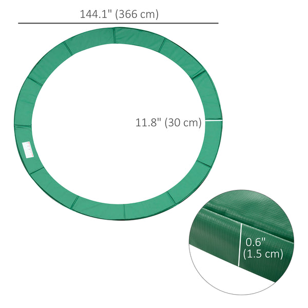 12ft Trampoline Spring Cover, Plastic Trampoline Replacement Pad Gym Bounce Jump Cover EPE Foam Safety Guard Padding Outdoor, Green