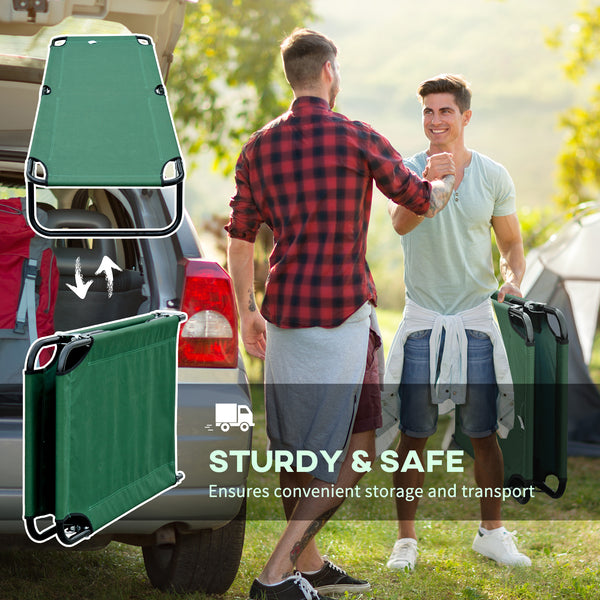 Foldable Camp Bed for Adults, Portable Outdoor Sleeping Bed, Green