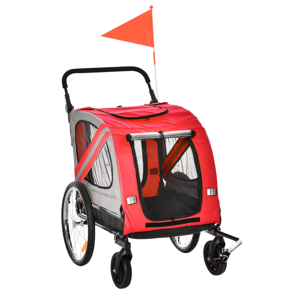 2-in-1 Dog Bike Trailer for Small and Medium Dogs, Red