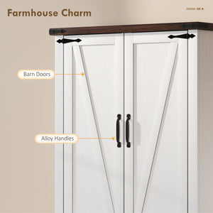 53.5-inch storage cabinet with adjustable shelves, 6 doors and spice racks for dining room, white