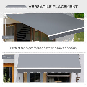 8' x 7' Retractable Awning, Patio Awnings, Sunshade Shelter with 280 g/m² UV & Water-Resistant Fabric and Aluminum Frame for Deck, Balcony, Yard, Grey