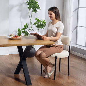 Set of 4 modern kitchen chairs with beige corduroy upholstery