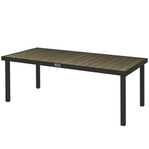 Patio Dining Table for 8, Rectangular Aluminum Outdoor Table for Garden Lawn Backyard, Natural