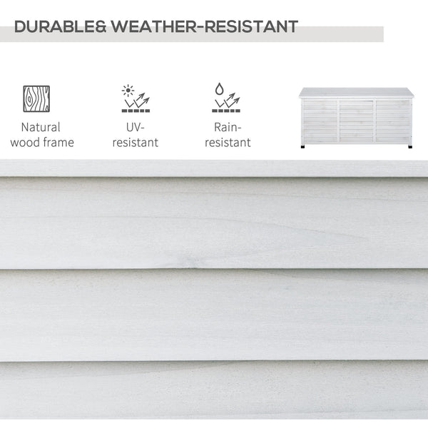 Weatherproof Wooden Deck Storage Box, White