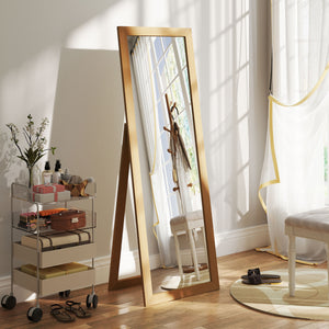 Full length oak floor mirror