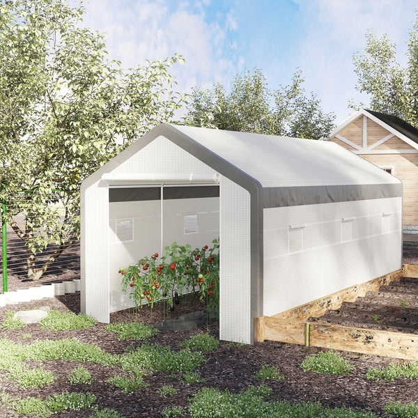 Garden greenhouse, wind resistance level 5, roll-up doors, white