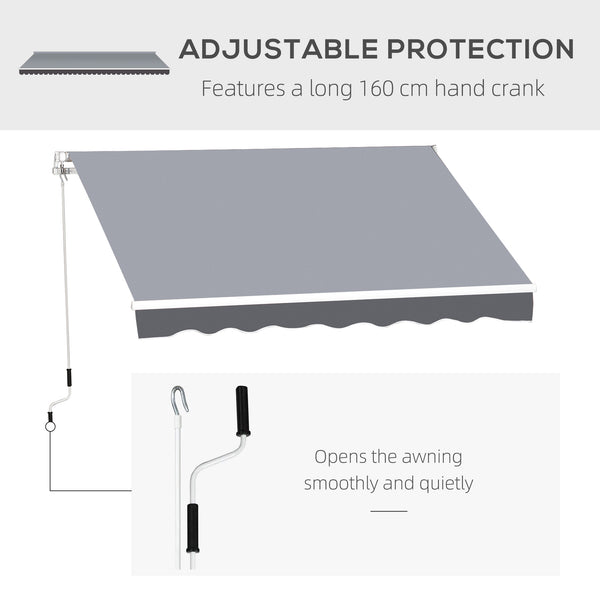 8' x 7' Retractable Awning, Patio Awnings, Sunshade Shelter with 280 g/m² UV & Water-Resistant Fabric and Aluminum Frame for Deck, Balcony, Yard, Grey