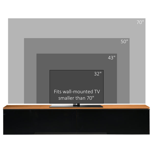 Floating TV Stand for TVs up to 70 inches with Storage, Brown and Black