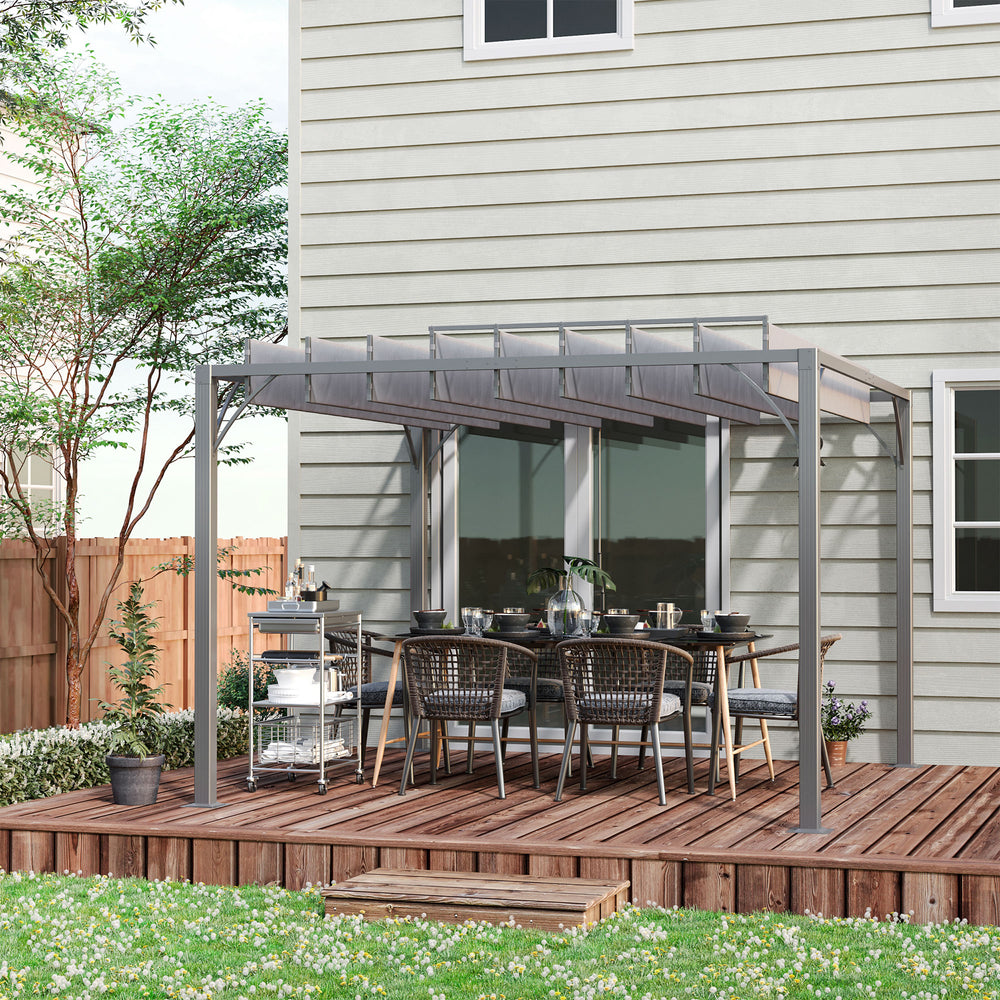10 x 10 pergola with retractable roof and adjustable louvers, grey