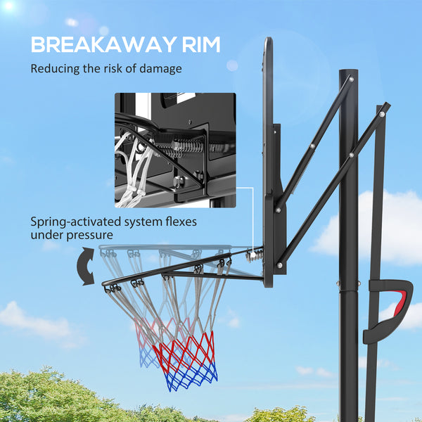 Portable basketball hoop with free weights, wheels and fillable base