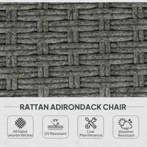 Wicker Adirondack chair with cushions, mottled grey