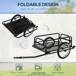 Folding cargo trailer for bicycle, black