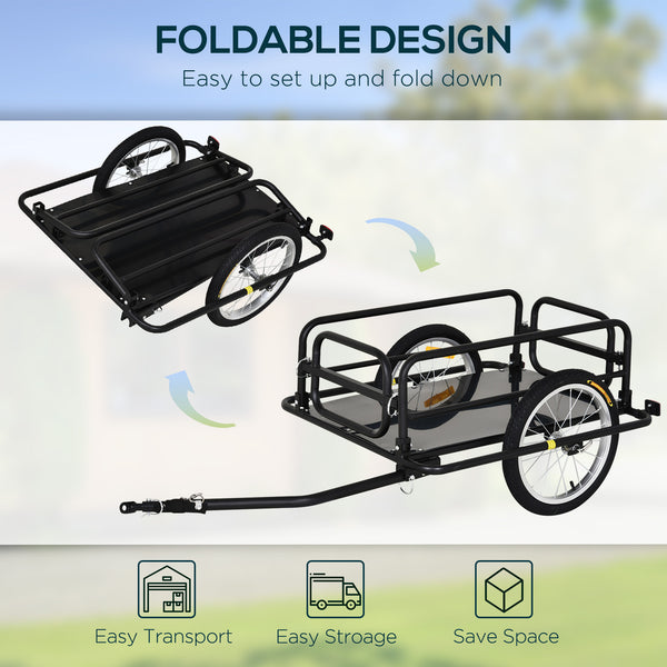 Folding cargo trailer for bicycle, black
