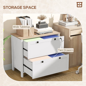 HOMCOM 2 Drawer File Cabinet, Lockable Filing Cabinet with Adjustable Hanging Bar for Letter, A4 and Legal Size, White |