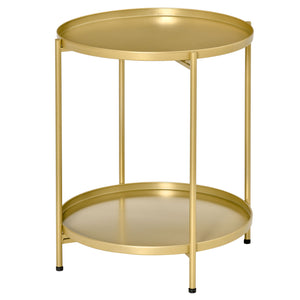2-Tier Gold Side Table