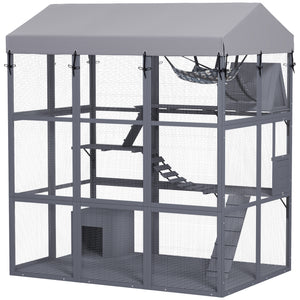 Enclosure with anti-escape base and easy cleaning, grey