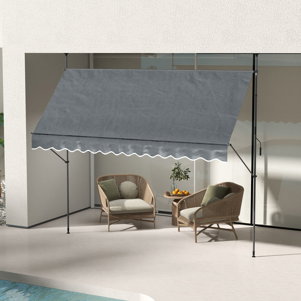 11.5 x 3.9 ft manually operated retractable awning, dark grey 