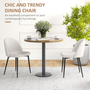 Set of 2 velvet upholstered dining chairs, cream white