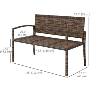 Rattan and wicker garden armchair with armrests - Brown