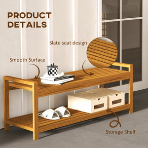 Garden bench with shoe storage shelf