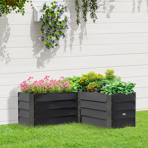 L-shaped raised garden bed in galvanized steel, 114 x 114 x 43 cm, dark grey