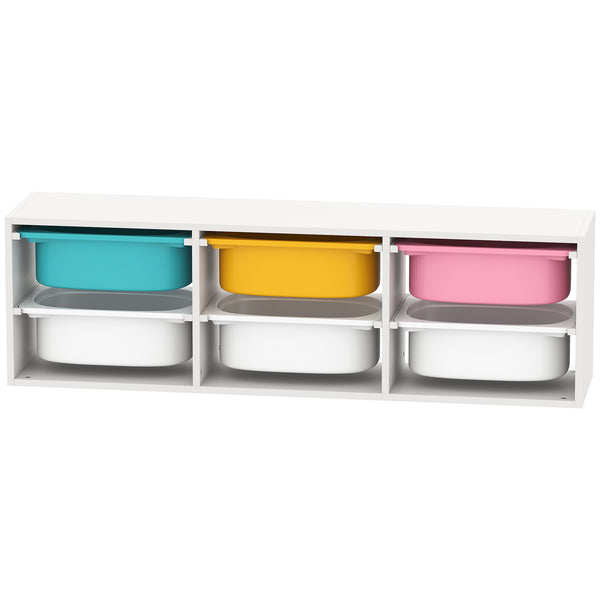 Toy storage with 6 removable plastic bins