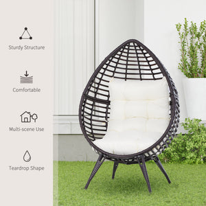 Hanging rattan chair with trapezoidal cushion