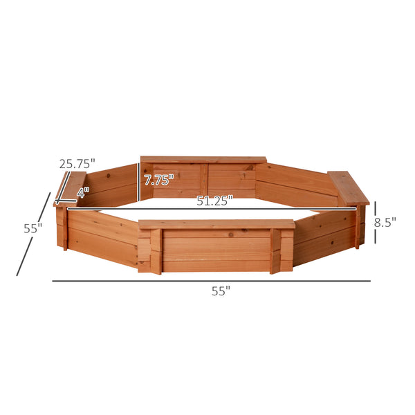 Kids Sandbox with Cover and Seat, Outdoor Children Sand Playset for Backyard, Boys and Girls, Red, 55" x 55" x 8.5"