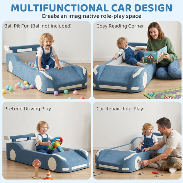 Blue foam car play modules with ball pit