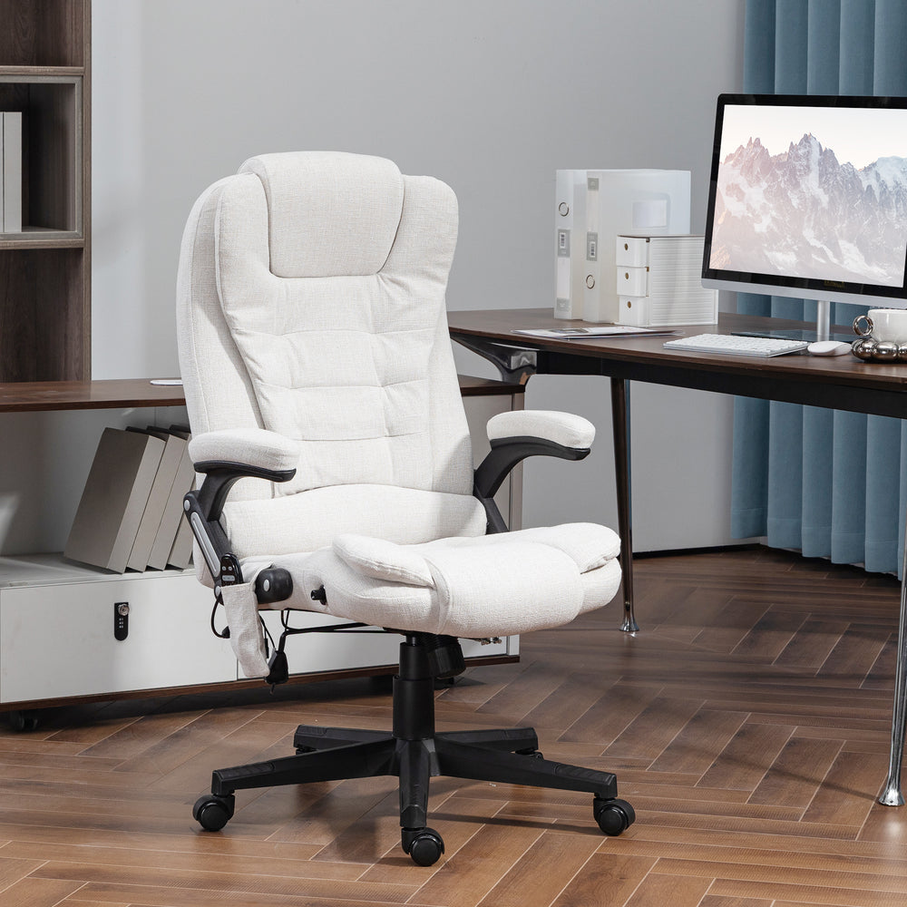 Reclining massage office chair, white